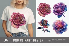 Watercolor Singe Cosmic Rose Flower Clipart Product Image 1