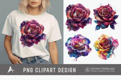 Watercolor Singe Cosmic Rose Flower Clipart Product Image 1