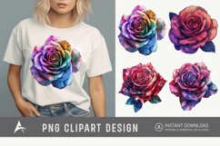 Watercolor Singe Cosmic Rose Flower Clipart Product Image 1