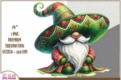 Cinco De Mayo Watercolor Gnome png, Sombrero Mexican Gnome Product Image 1