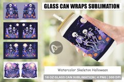 Glass Can Wraps Watercolor Skeleton Product Image 1