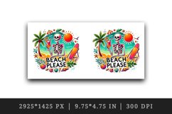 Watercolor skeleton holding cocktail palm trees Beach Please quote summer print tumbler skinny mug wrap clipart t-shirt sublimation printable design