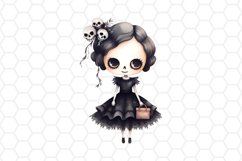 Watercolor Skeleton Witch Clipart