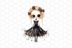 Watercolor Skeleton Witch Clipart