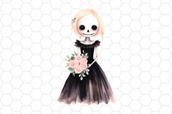 Watercolor Skeleton Witch Clipart