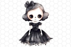 Watercolor Skeleton Witch Clipart