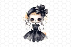 Watercolor Skeleton Witch Clipart