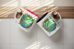Watercolor skeleton with fishing rod palm tree Gone Fishing summer print 20 oz tumbler skinny mug wrap clipart t-shirt sublimation printable design