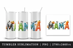 Watercolor skeletons MAMA decorated text quote lettering Halloween print 20 oz tumbler skinny mug wrap clipart t-shirt sublimation printable design