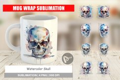 Mug Wrap Design Watercolor Skull Product Image 1