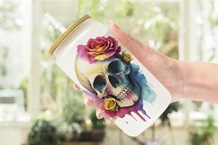 Watercolor Skull Flower Glass Can Wraps Product Image 2