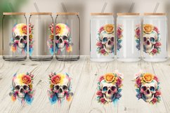 Watercolor Skull Flower Glass Can Wraps Product Image 3