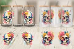 Watercolor Skull Flower Glass Can Wraps Product Image 4