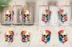 Watercolor Skull Flower Glass Can Wraps Product Image 5