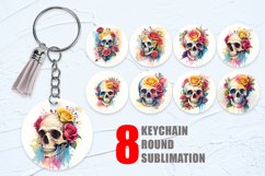 Watercolor Skull Flower Keychain | Keyring Product Image 1