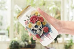 Watercolor Skull Flower Glass Can Wraps Product Image 2