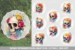 Watercolor Skull Flower Wind Spinner | Sublimation Spinner D Product Image 1