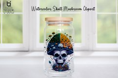 Watercolor Skull Mushroom Clipart, Mug Sublimation Design Product Image 5