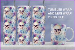 Day of the Dead Skull tumbler and mug, skull flower Product Image 1