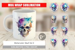 Mug Wrap Design Watercolor Skull Product Image 1