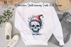 Watercolor Skull wearing Santa Hat Design, Christmas Mug PNG Product Image 10