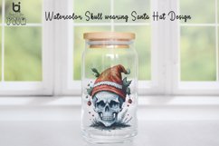 Watercolor Skull wearing Santa Hat Design, Christmas Mug PNG Product Image 5