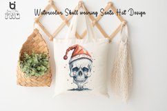 Watercolor Skull wearing Santa Hat Design, Christmas Mug PNG Product Image 8