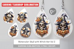 Earring Teardrop Watercolor Skull Product Image 1