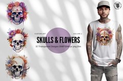 Clipart, Watercolor Skulls 2,Design Bundle, 32 artworks! Product Image 1