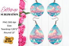 Sunset Sky Earrings Sublimation. Teardrop/Round Product Image 1
