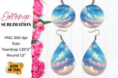 Blue Sky Earrings Sublimation. Teardrop/Round Product Image 1