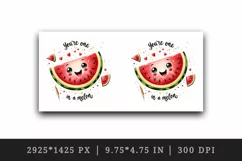 Watercolor slice of watermelon smile hearts You re One in a Melon quote print tumbler skinny mug wrap clipart t-shirt sublimation printable design