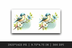 Watercolor small bird sitting atop branch Happy Mother Day quote print 20 oz tumbler skinny mug wrap clipart t-shirt sublimation printable design