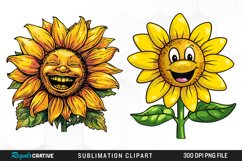 Watercolor Smiling Sunflower Illustration Clipart Product Image 1