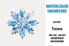 Watercolor Snowflake, Clipart, PNG Product Image 1