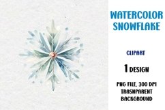 Watercolor Snowflake, Clipart, PNG Product Image 1