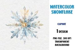Watercolor Snowflake, Clipart, PNG Product Image 1