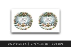 Watercolor snowflakes winter snowy scene round Merry Christmas quote print 20 oz tumbler skinny mug wrap clipart t-shirt sublimation printable design