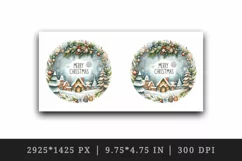 Watercolor snowflakes winter snowy scene round Merry Christmas quote print 20 oz tumbler skinny mug wrap clipart t-shirt sublimation printable design