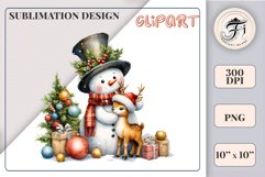 Download this charming watercolor clipart featuring a snowman and reindeer for your holiday projects! Perfect for cards, scrapbooking, and decorations. High-quality 300 dpi, transparent background. Bring warmth and magic to your Christmas designs.