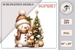 Download this charming watercolor clipart featuring a snowman and reindeer for your holiday projects! Perfect for cards, scrapbooking, and decorations. High-quality 300 dpi, transparent background. Bring warmth and magic to your Christmas designs.