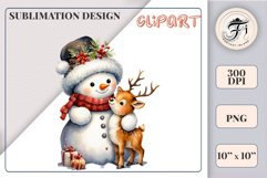 Download this charming watercolor clipart featuring a snowman and reindeer for your holiday projects! Perfect for cards, scrapbooking, and decorations. High-quality 300 dpi, transparent background. Bring warmth and magic to your Christmas designs.
