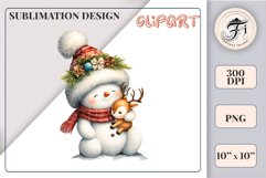 Download this charming watercolor clipart featuring a snowman and reindeer for your holiday projects! Perfect for cards, scrapbooking, and decorations. High-quality 300 dpi, transparent background. Bring warmth and magic to your Christmas designs.