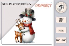 Download this charming watercolor clipart featuring a snowman and reindeer for your holiday projects! Perfect for cards, scrapbooking, and decorations. High-quality 300 dpi, transparent background. Bring warmth and magic to your Christmas designs.