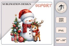 Download this charming watercolor clipart featuring a snowman and reindeer for your holiday projects! Perfect for cards, scrapbooking, and decorations. High-quality 300 dpi, transparent background. Bring warmth and magic to your Christmas designs.