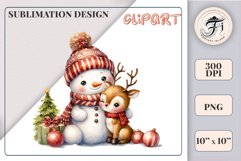 Download this charming watercolor clipart featuring a snowman and reindeer for your holiday projects! Perfect for cards, scrapbooking, and decorations. High-quality 300 dpi, transparent background. Bring warmth and magic to your Christmas designs.