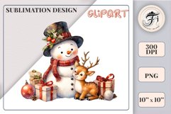 Download this charming watercolor clipart featuring a snowman and reindeer for your holiday projects! Perfect for cards, scrapbooking, and decorations. High-quality 300 dpi, transparent background. Bring warmth and magic to your Christmas designs.