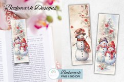 Watercolor Vintage Snowman Christmas Bookmark Product Image 1