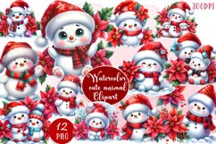 Merry christmas snowmen Sublimation clipart bundl Product Image 1