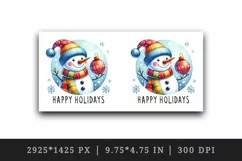Watercolor snowman colorful scarf hat snowflakes Happy Holidays quote print 20 oz tumbler skinny mug wrap clipart t-shirt sublimation printable design